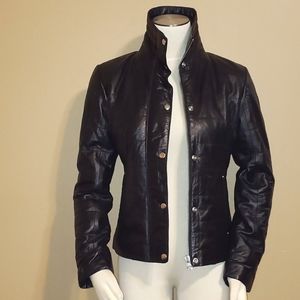 NWT Black Leather Puffer Jacket